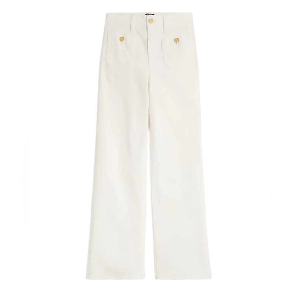 J.Crew Factory Slim Wide Leg Sailor Jean in Seashell White Premium Denim